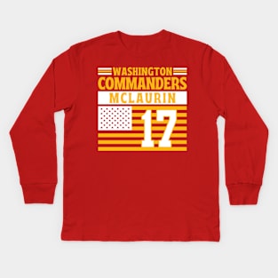 Washington Commanders McLaurin 17 American Flag Football Kids Long Sleeve T-Shirt